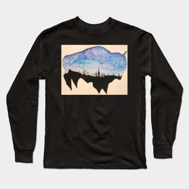 Buffalo in the Night Sky Long Sleeve T-Shirt by Tstafford